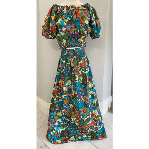 2-piece, Jennifer & Grace Floral Print Crop Top & Maxi Women’s Size Med/Lg EUC